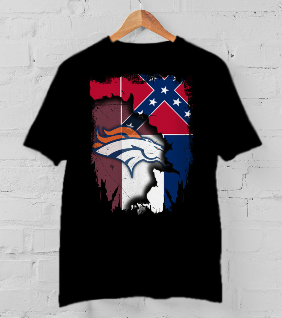 Together Mississippi With Broncos Flag Fusion T-Shirt