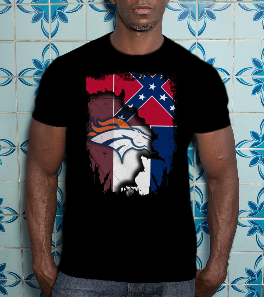 Together Mississippi With Broncos Flag Fusion T-Shirt