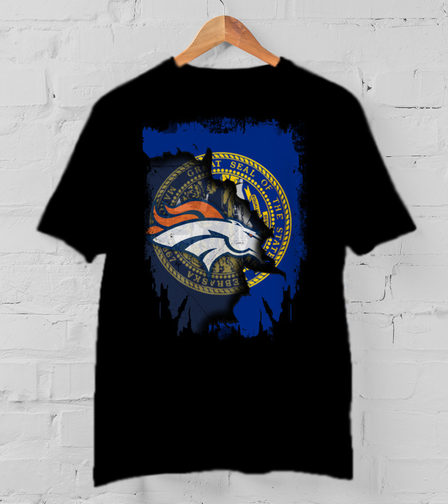 Nebraska State Seal With Broncos NFL T-Shirt
