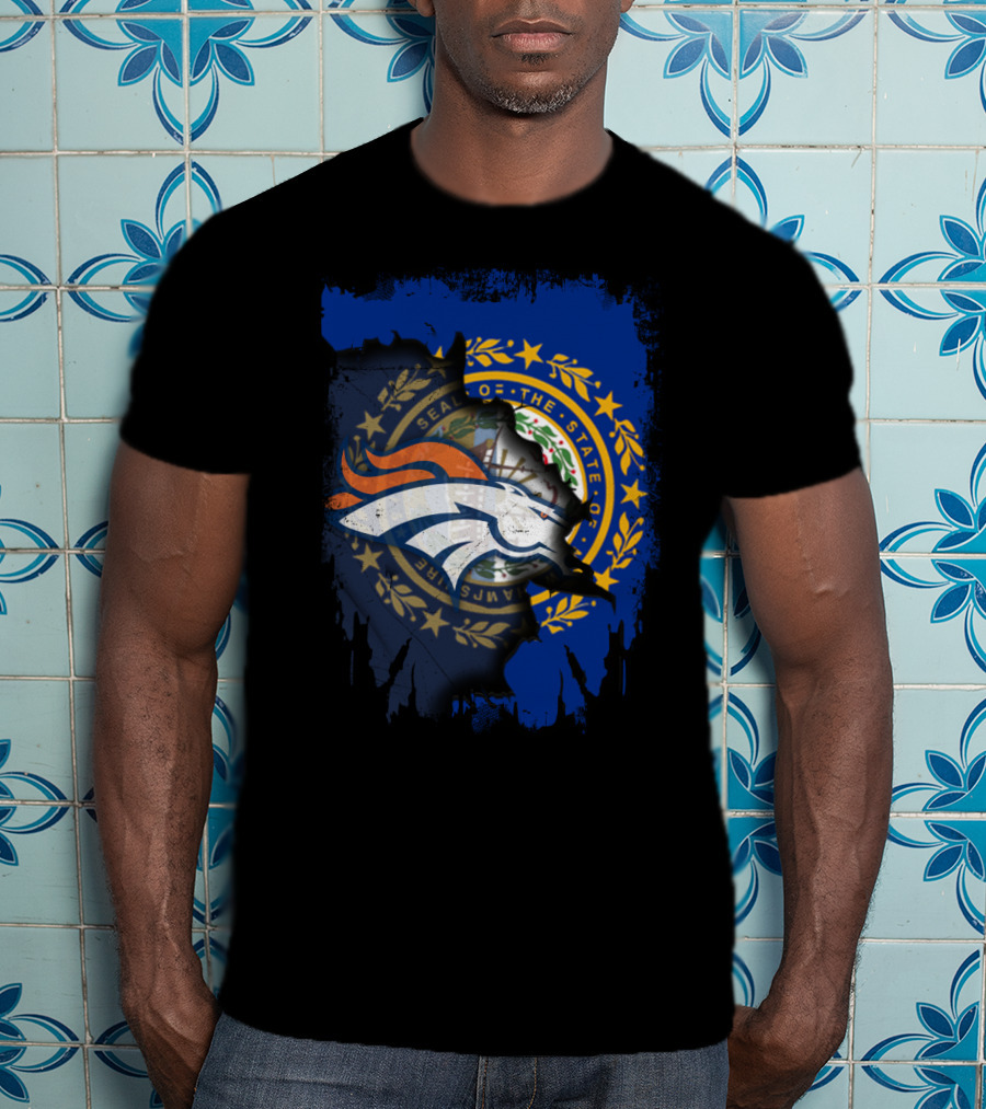 New Hampshire State Seal With Broncos Logo Integration T-Shirt