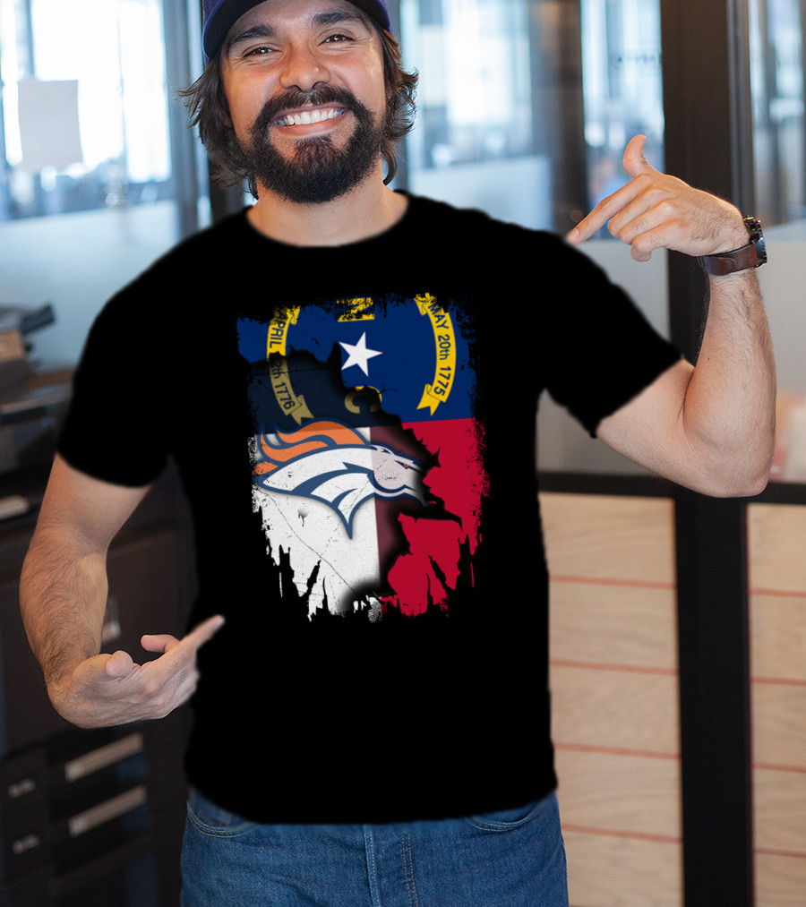 North Carolina State Flag With Broncos Emblem T-Shirt
