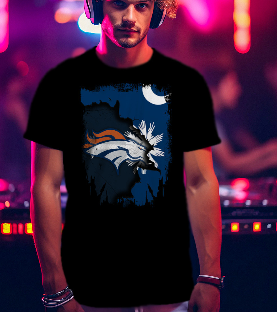 Together With Broncos In South Carolina Palmetto And Crescent T-Shirt