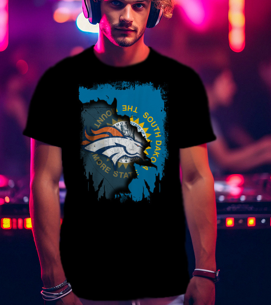 South Dakota Flag With Broncos T-Shirt