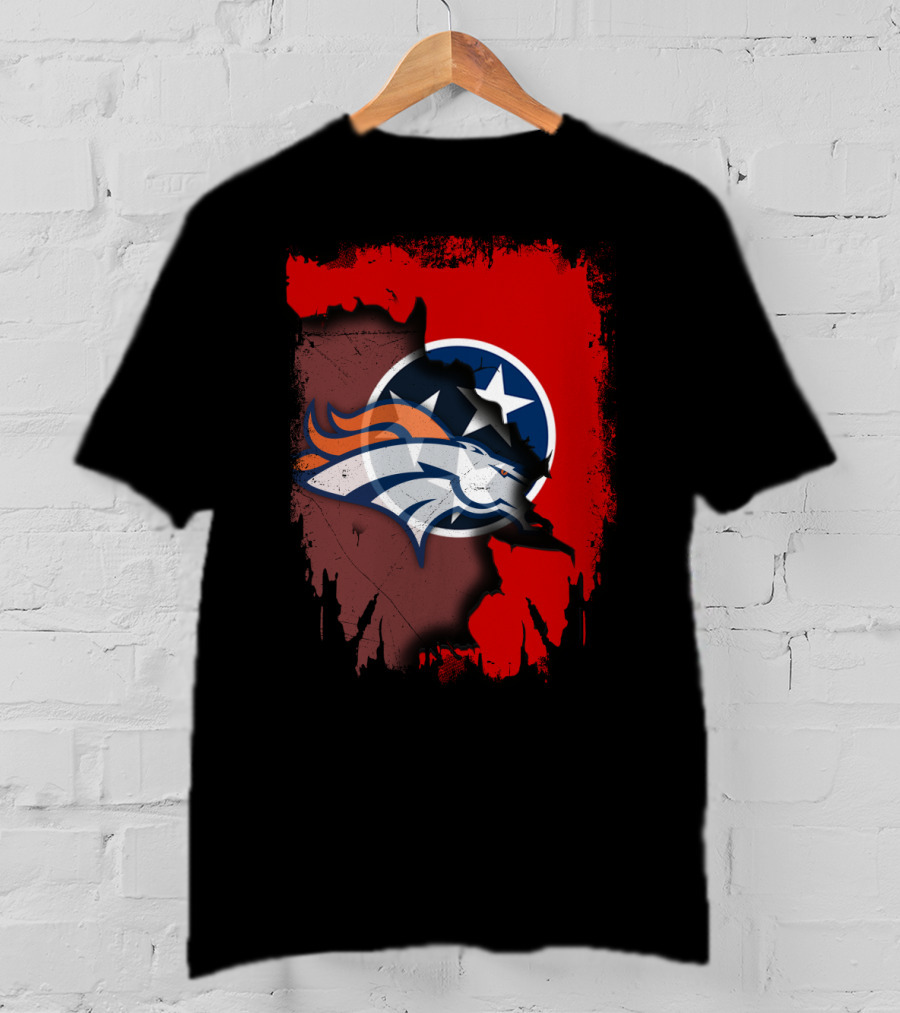 Together Tennessee Map With Broncos And Tri-Star Emblem T-Shirt