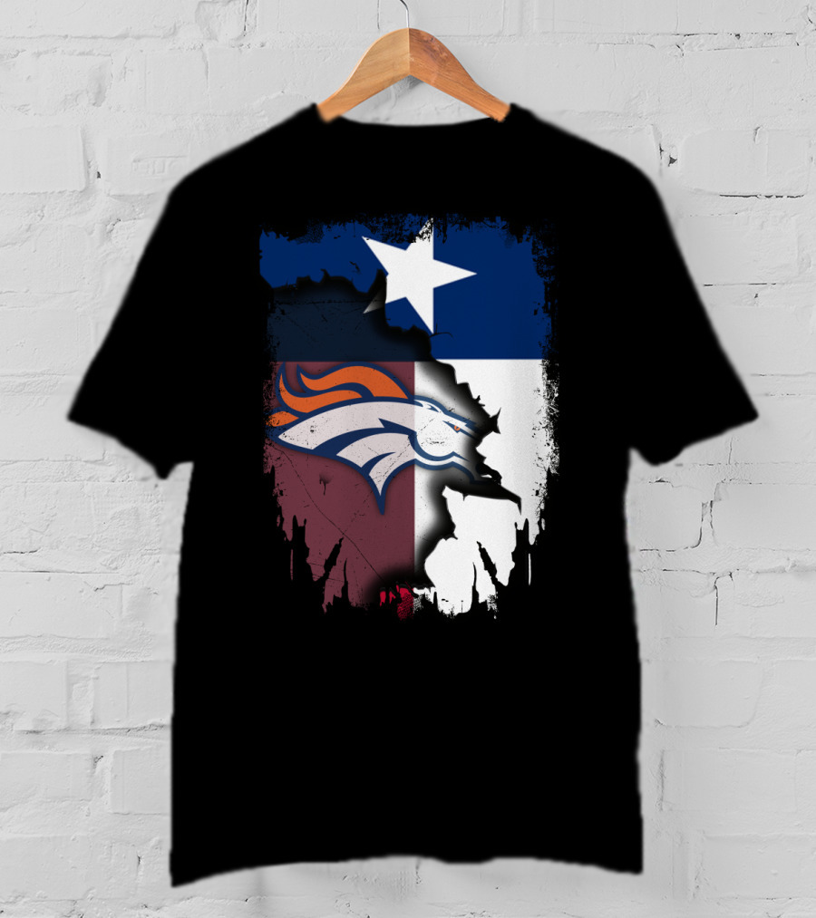 Together Texas Denver Broncos Texas Flag T-Shirt