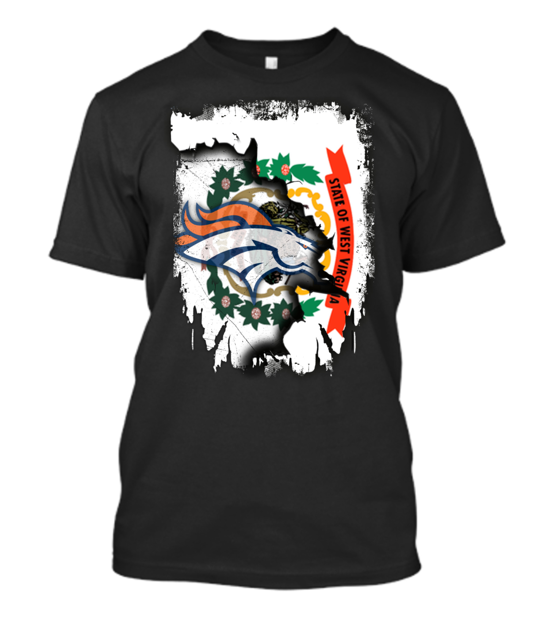 State Of West Virginia Broncos Logo Together T-Shirt