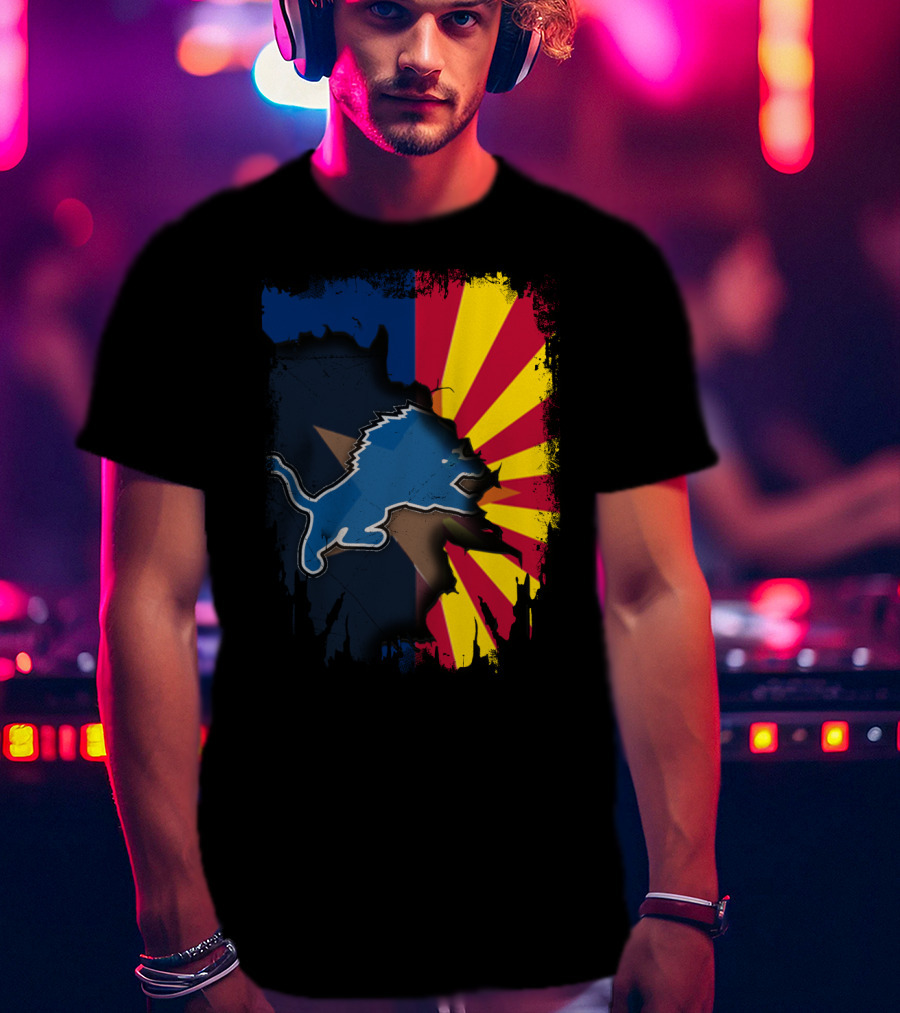 Arizona Flag With Detroit Lions Dual T-Shirt