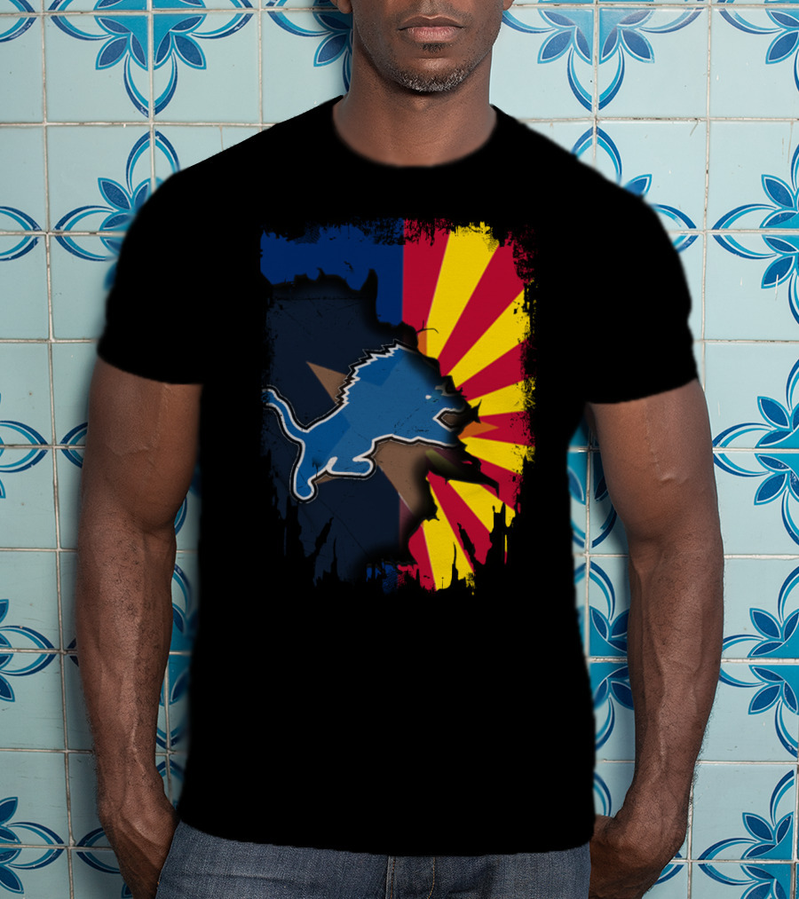 Arizona Flag With Detroit Lions Dual T-Shirt