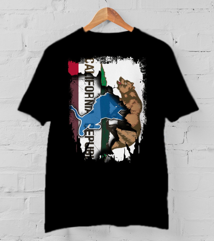 California Republic With Blue Lion And Bear T-Shirt
