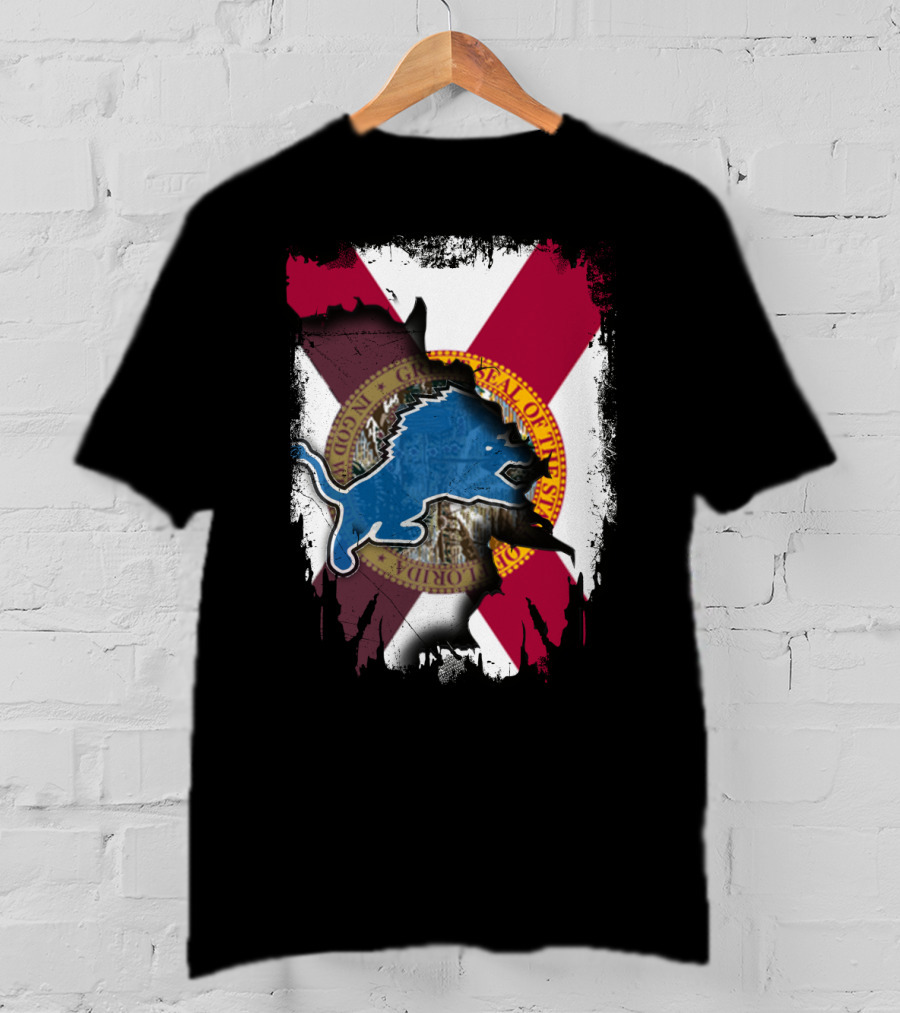 Florida State Seal With Detroit Lions Logo Overlay T-Shirt