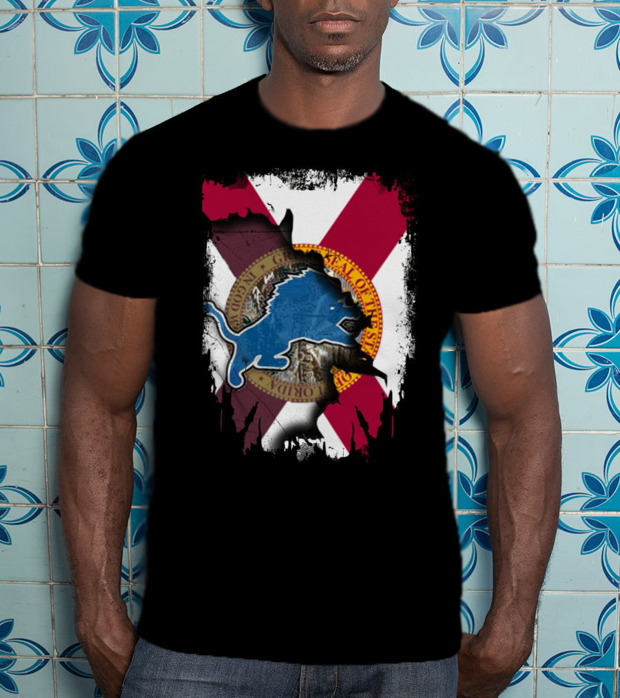 Florida State Seal With Detroit Lions Logo Overlay T-Shirt