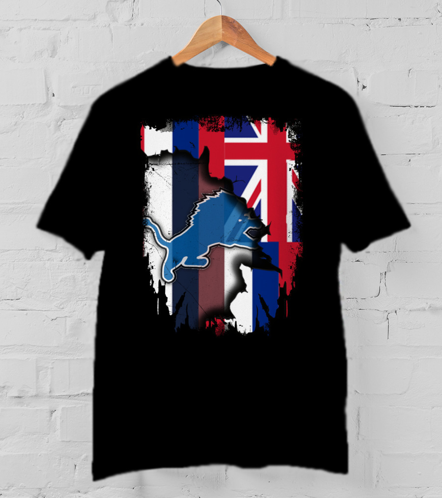 Hawaii Union Jack Detroit Lions Collaboration T-Shirt