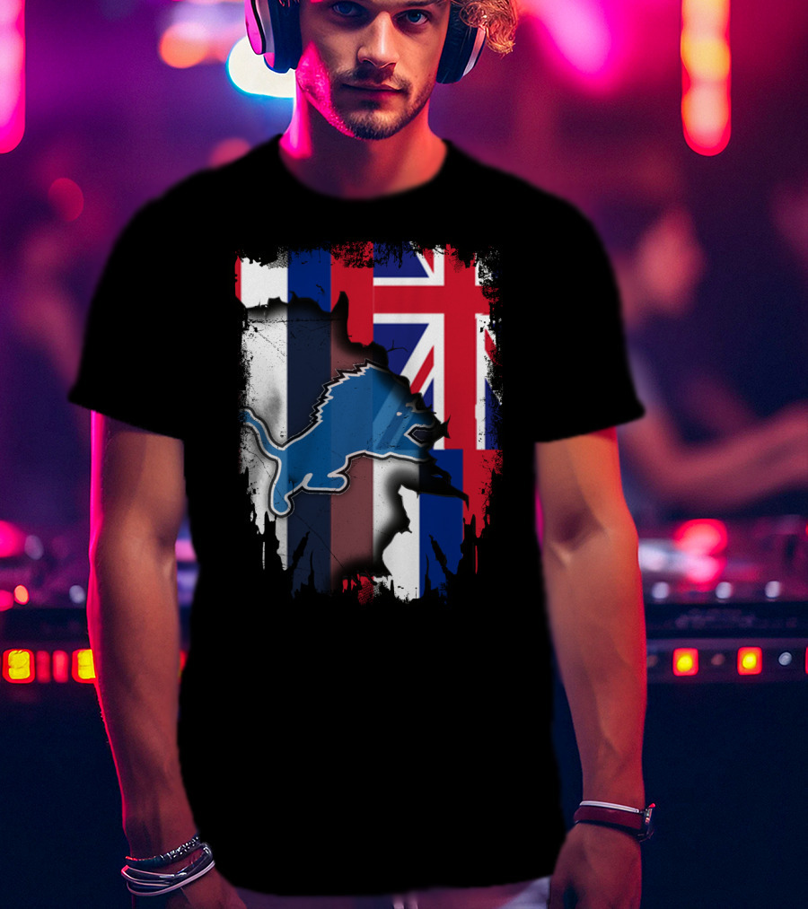 Hawaii Union Jack Detroit Lions Collaboration T-Shirt