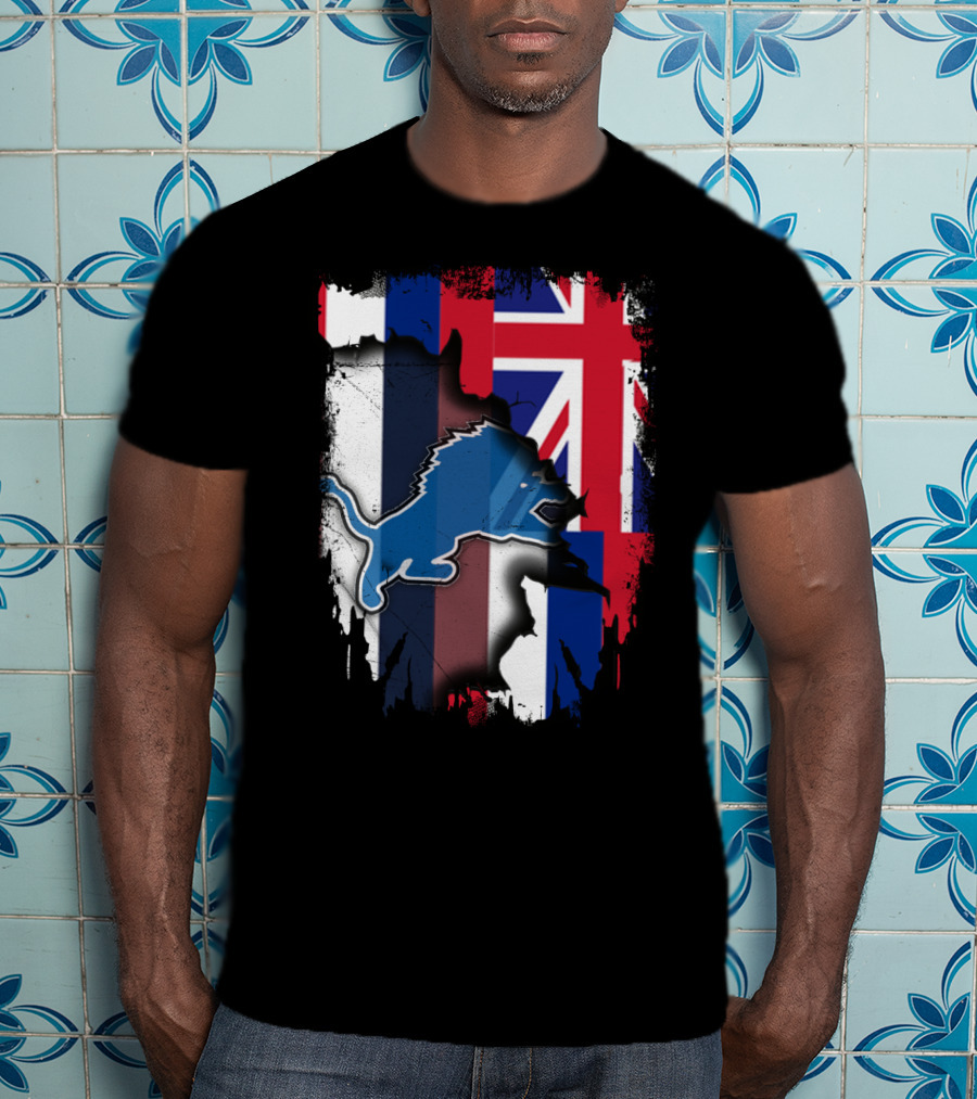 Hawaii Union Jack Detroit Lions Collaboration T-Shirt