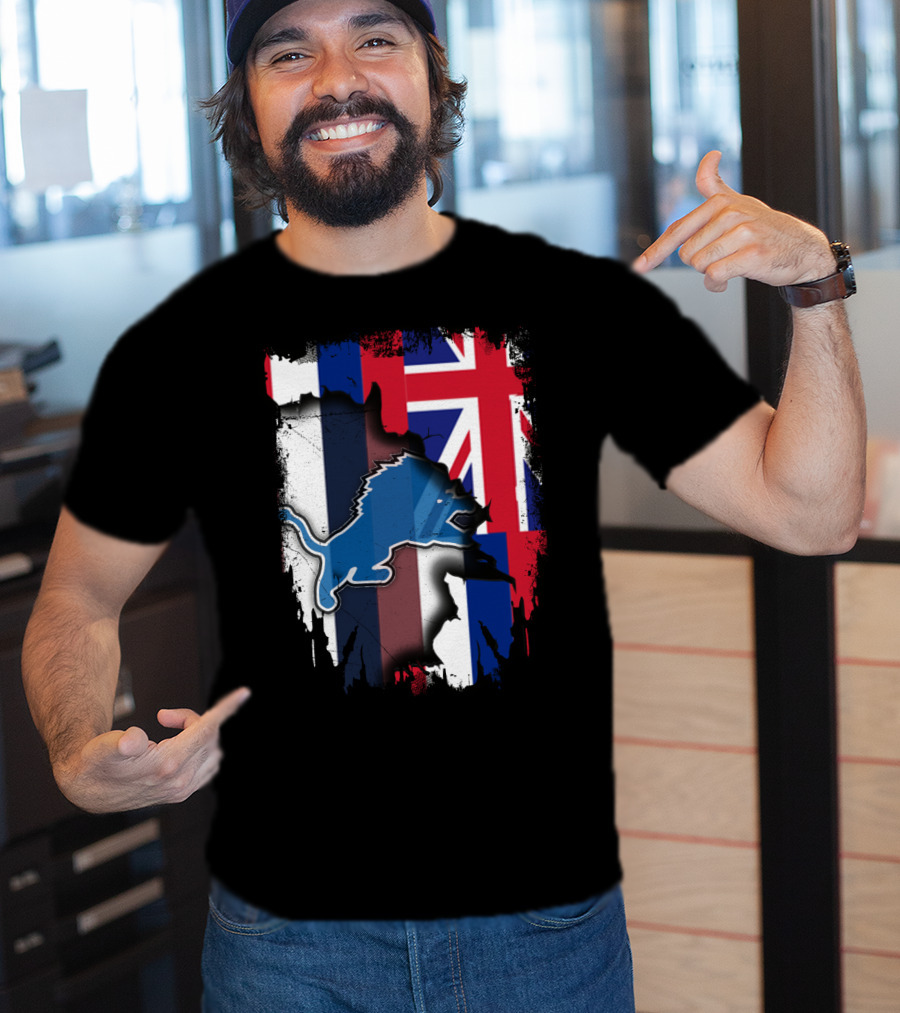Hawaii Union Jack Detroit Lions Collaboration T-Shirt