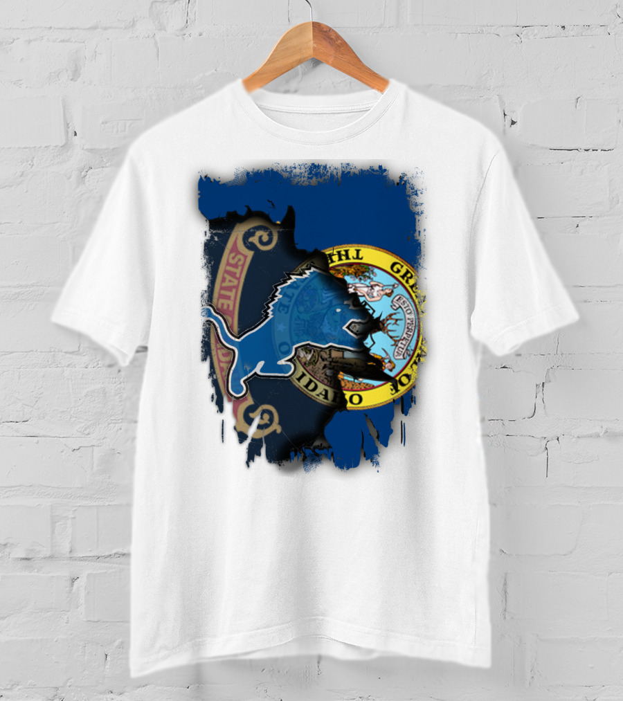 Idaho State Seal With Detroit Lions Collaboration T-Shirt