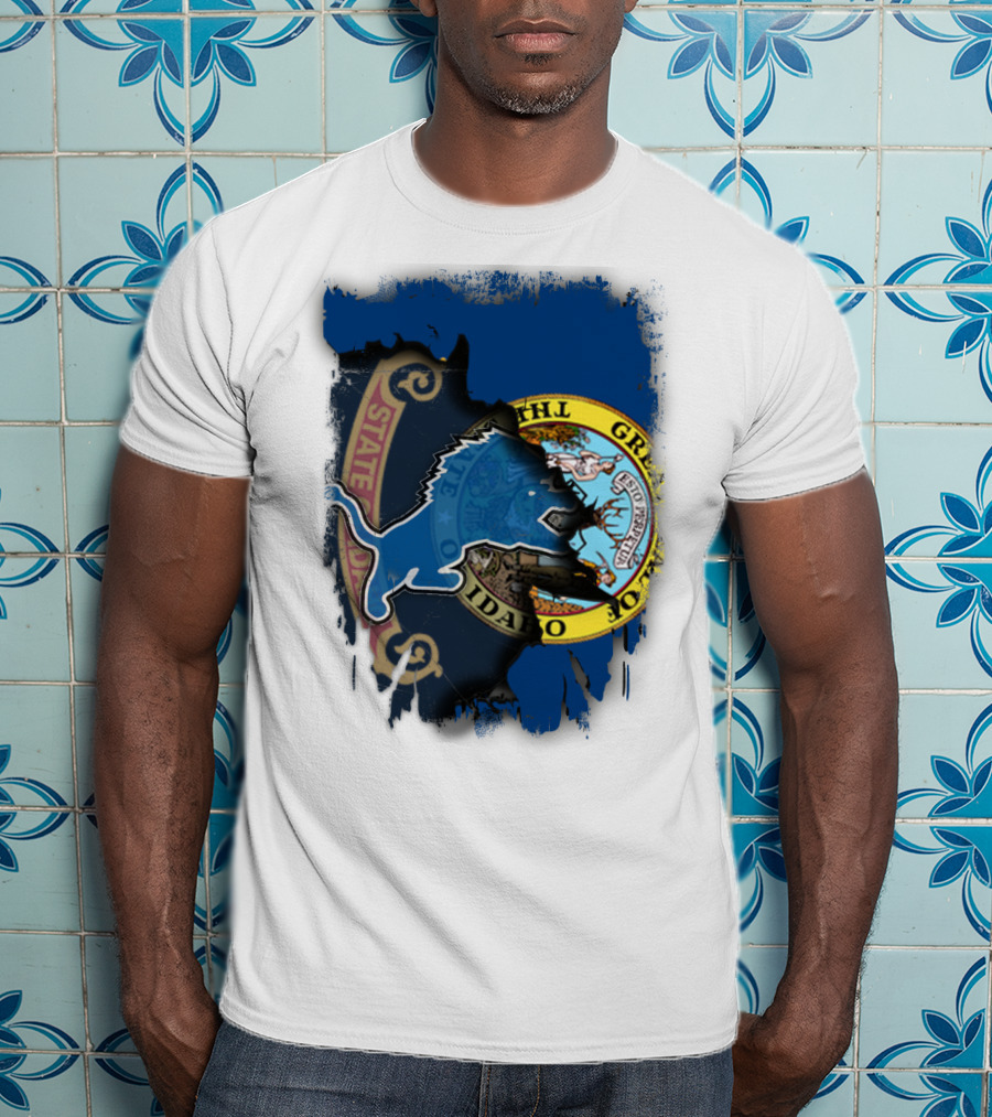 Idaho State Seal With Detroit Lions Collaboration T-Shirt