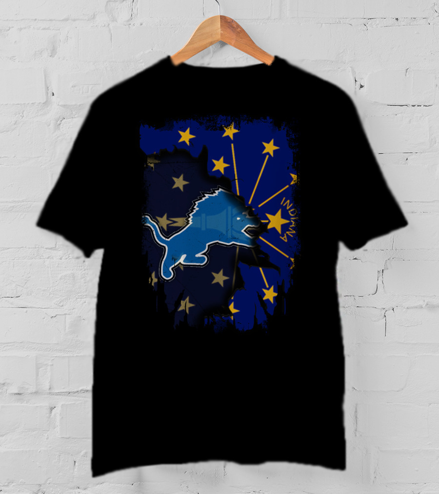 Indiana Lions Emblem With State Flag Stars T-Shirt
