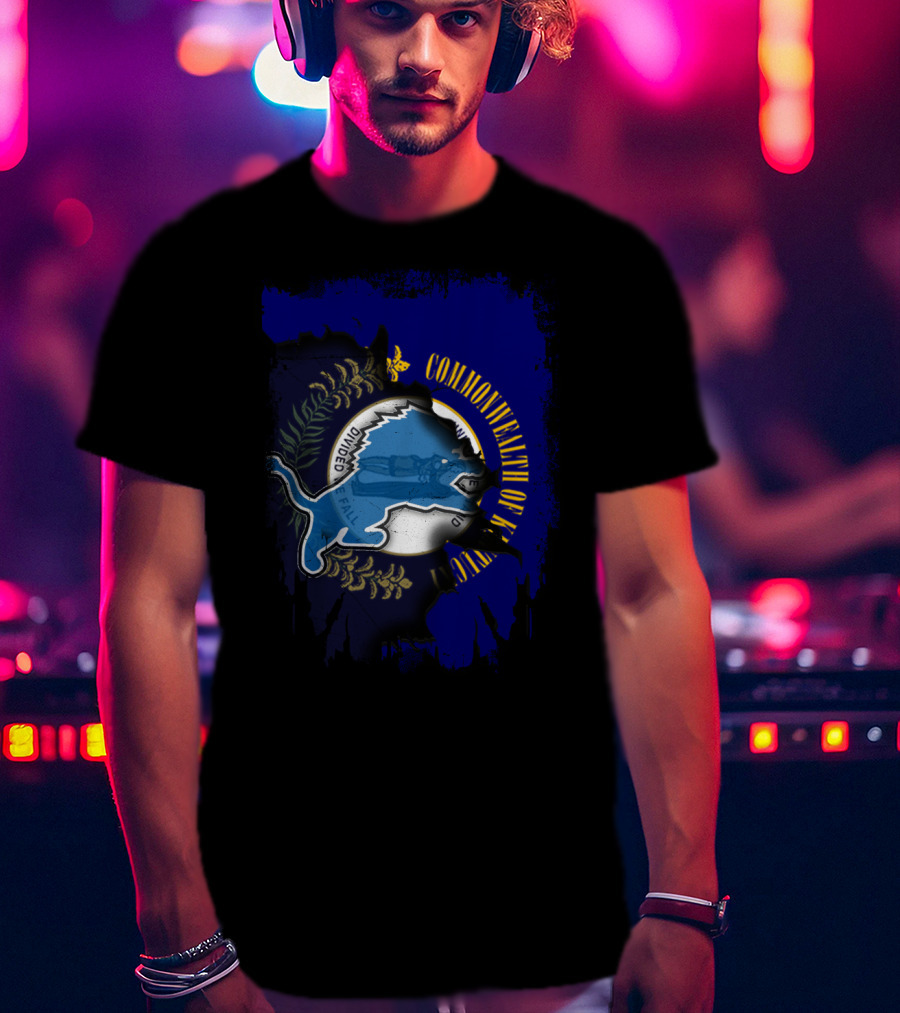 Commonwealth Of Kentucky United With Detroit Lions T-Shirt