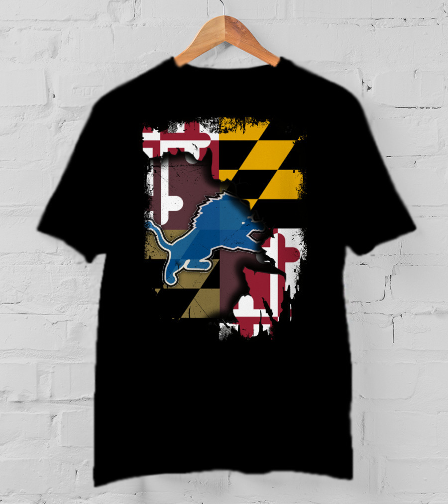 Maryland State Pride With Detroit Lions Team Spirit T-Shirt