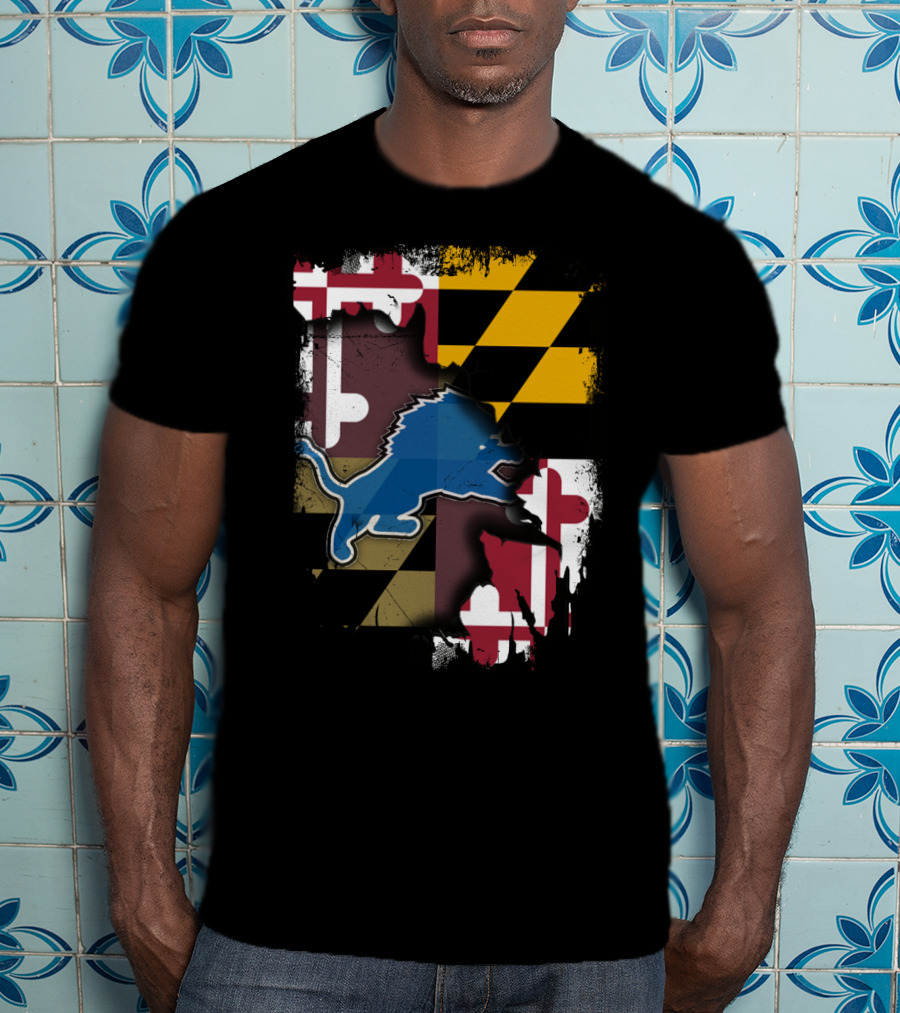 Maryland State Pride With Detroit Lions Team Spirit T-Shirt