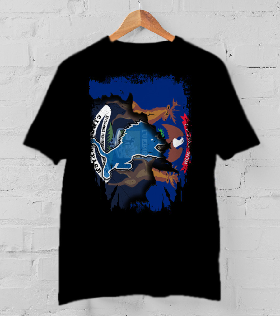 Together Michigan With Lions United Emblem T-Shirt