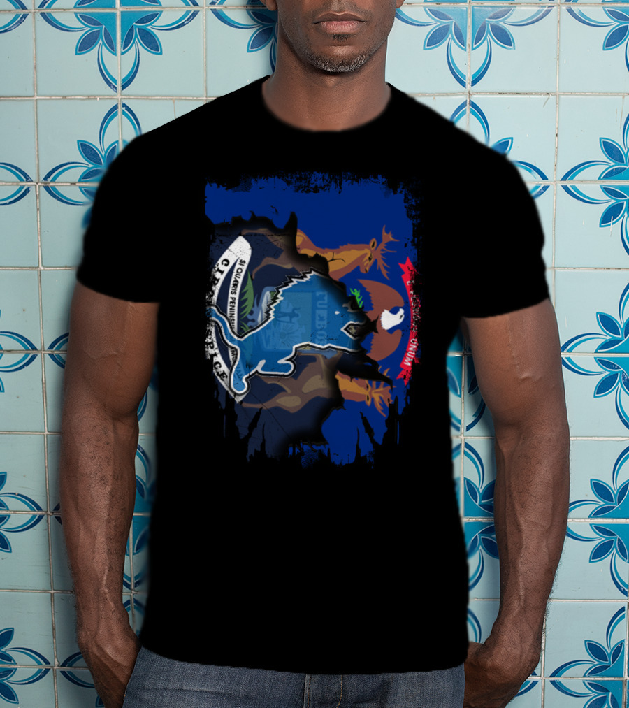 Together Michigan With Lions United Emblem T-Shirt