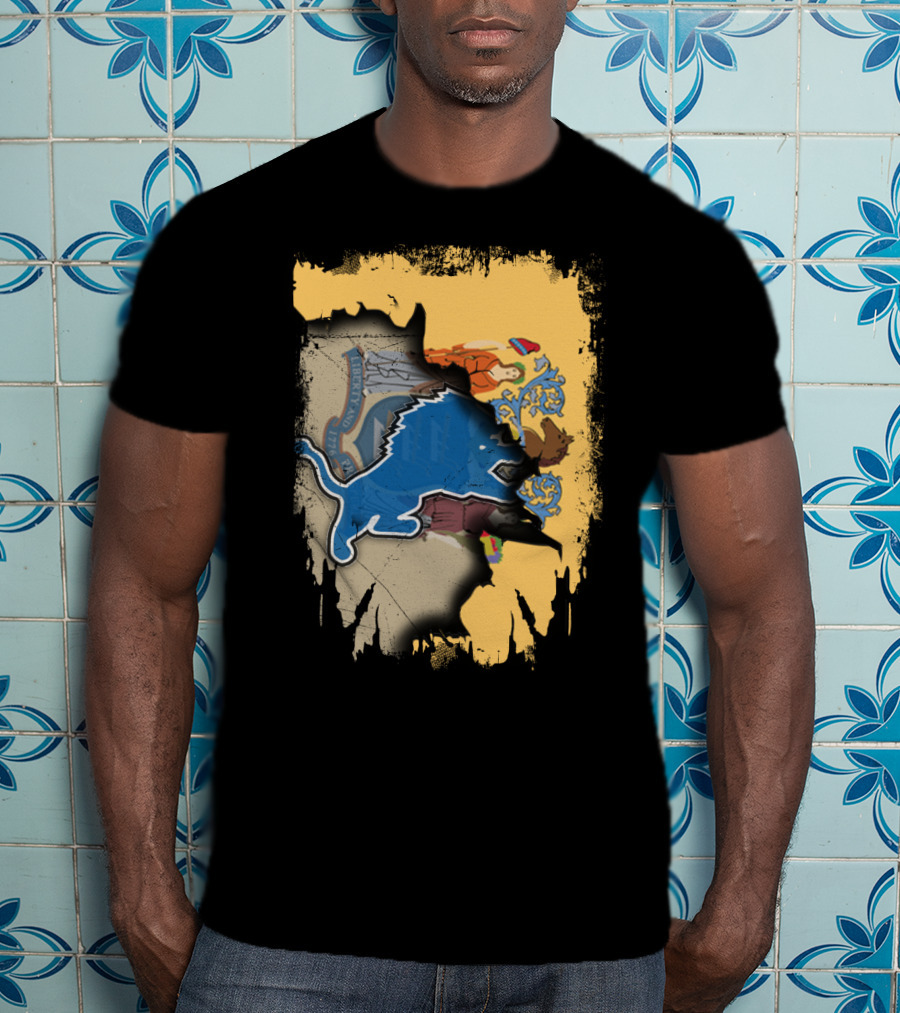 Together New Jersey With Detroit Lions Crest Integration T-Shirt