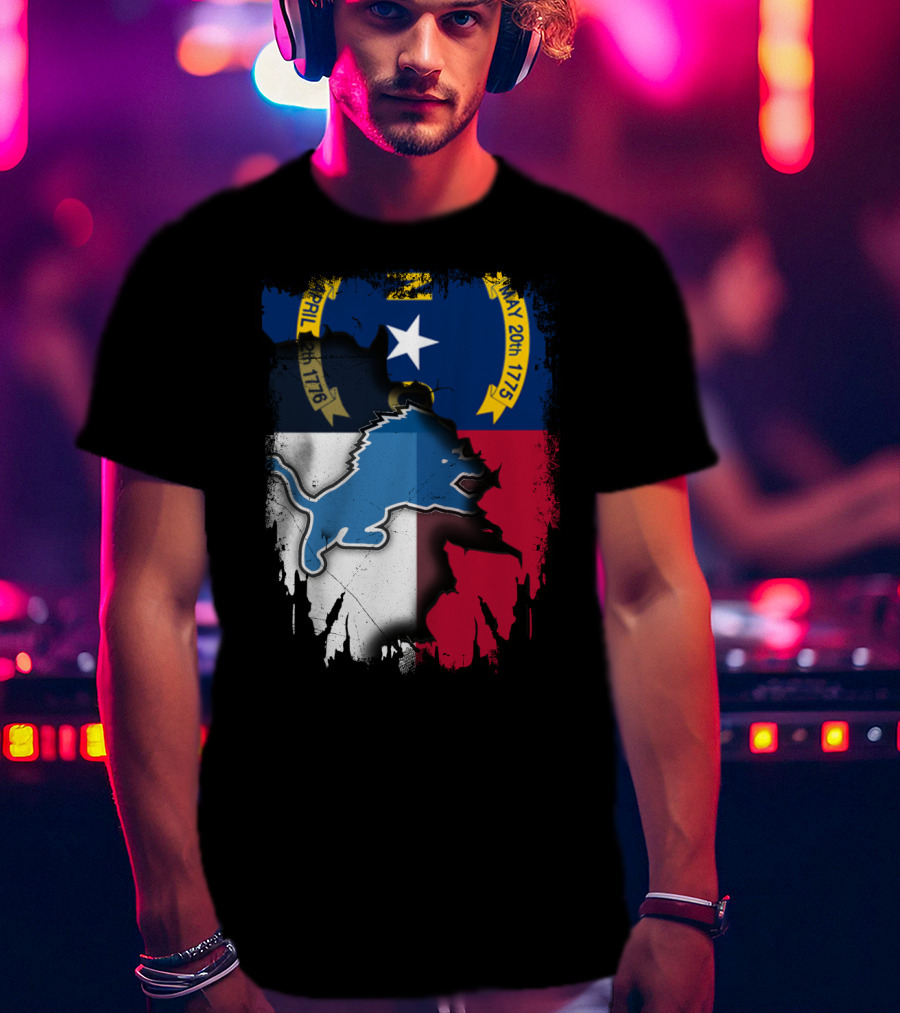 North Carolina Flag With Blue Lion T-Shirt