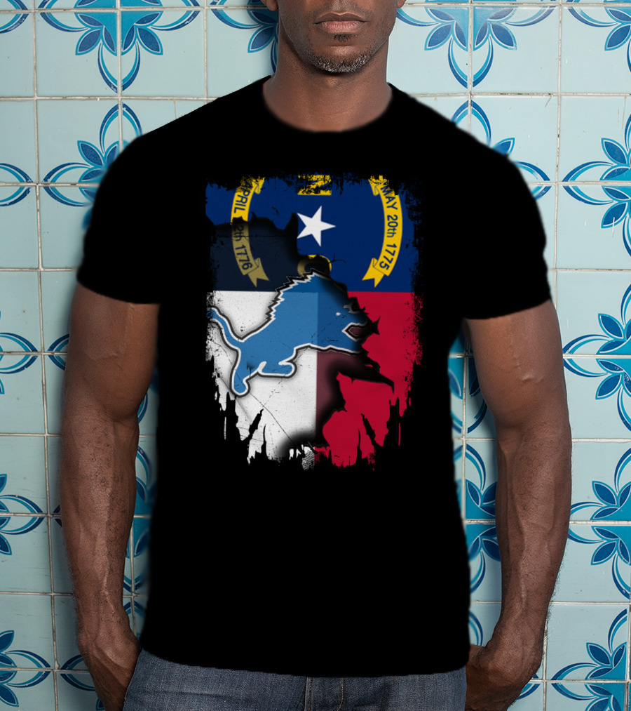 North Carolina Flag With Blue Lion T-Shirt