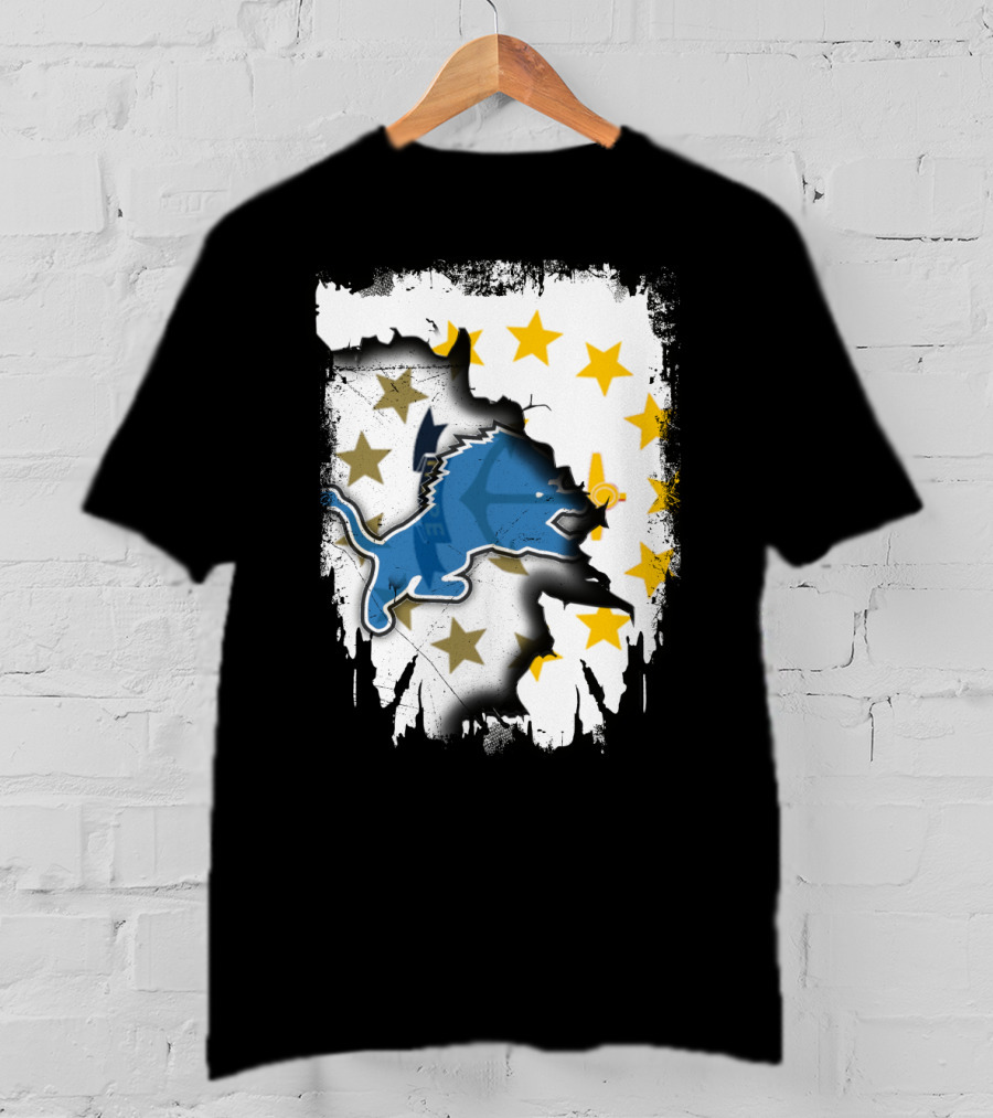Together Rhode Island With Detroit Lions Stars T-Shirt