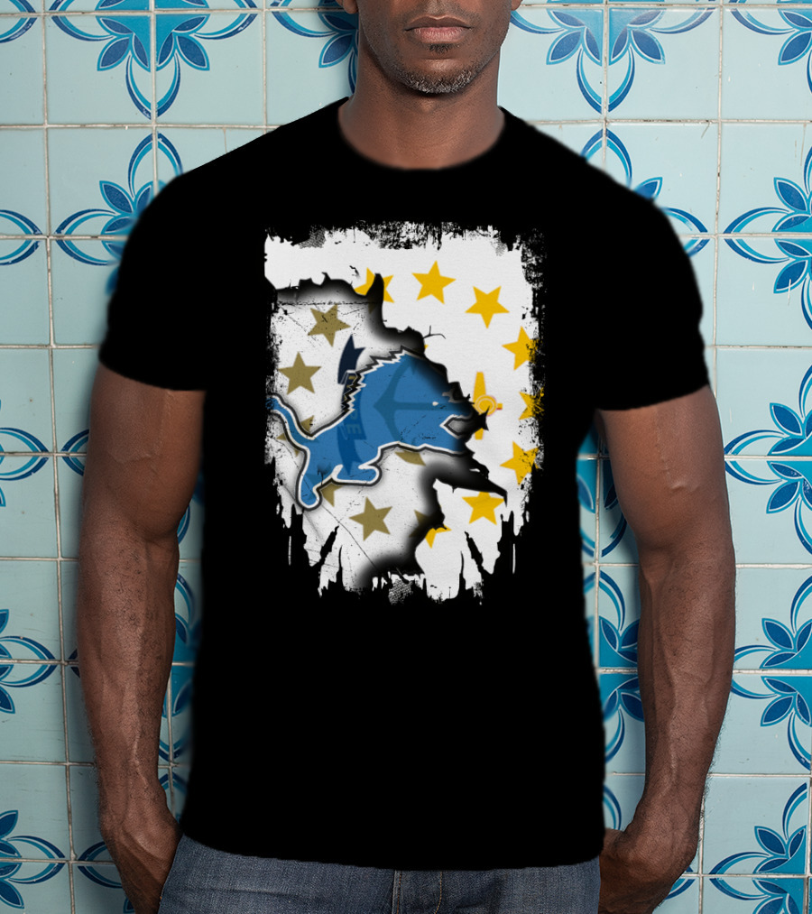Together Rhode Island With Detroit Lions Stars T-Shirt