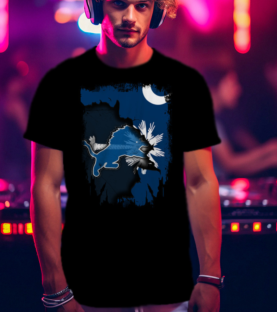 Together South Carolina With Detroit Lions And Palmetto Moon T-Shirt