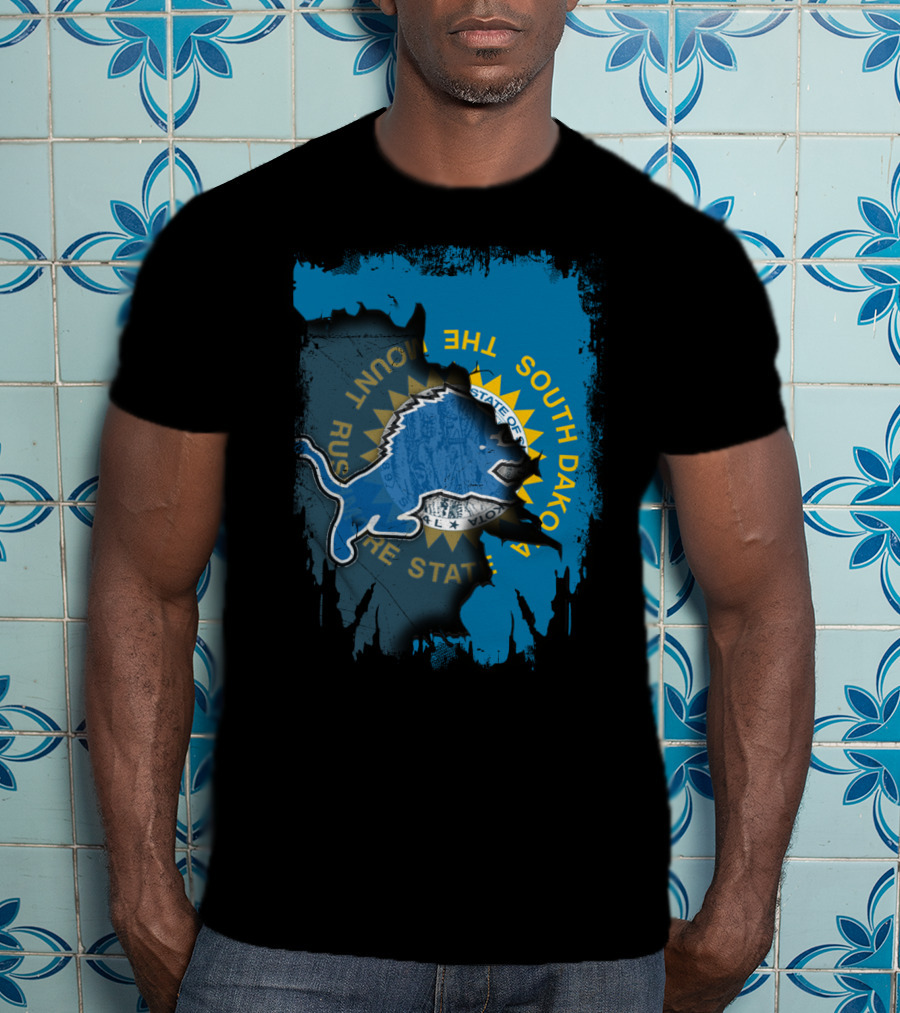 South Dakota With Detroit Lions State Pride T-Shirt