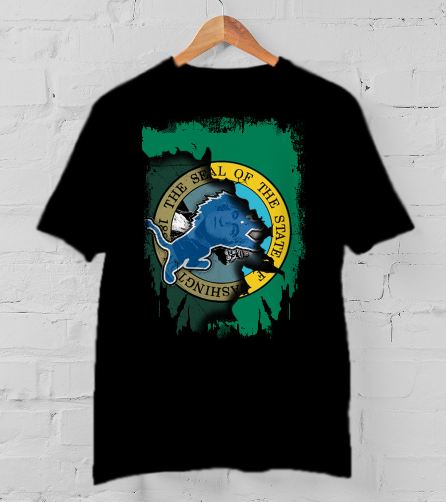 Washington State Seal And Blue Lion Together T-Shirt