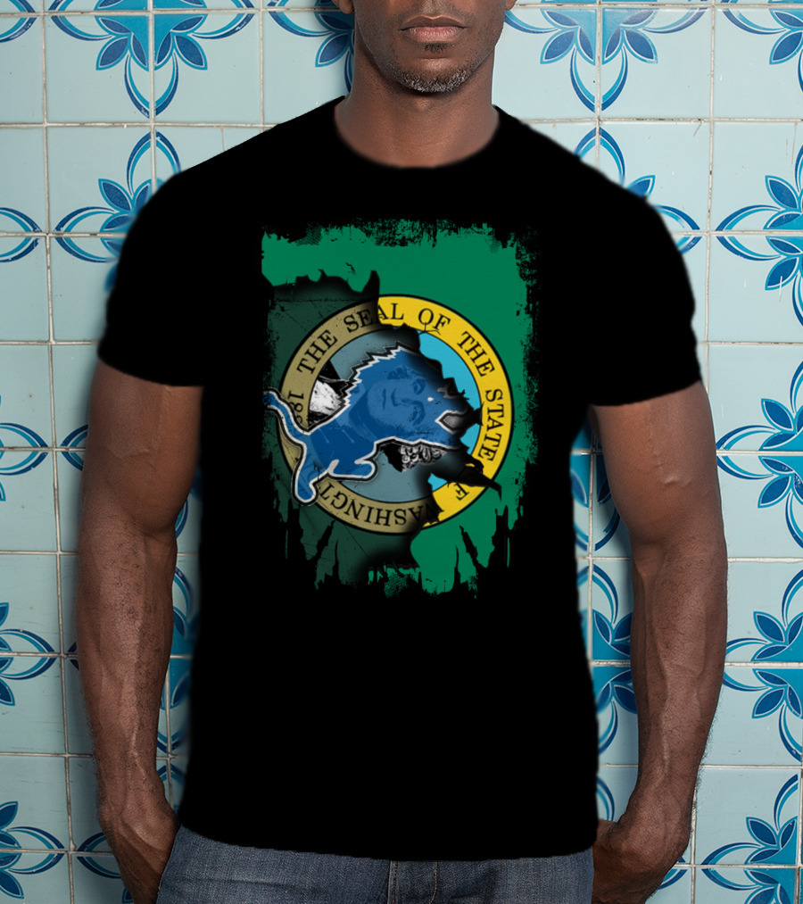 Washington State Seal And Blue Lion Together T-Shirt