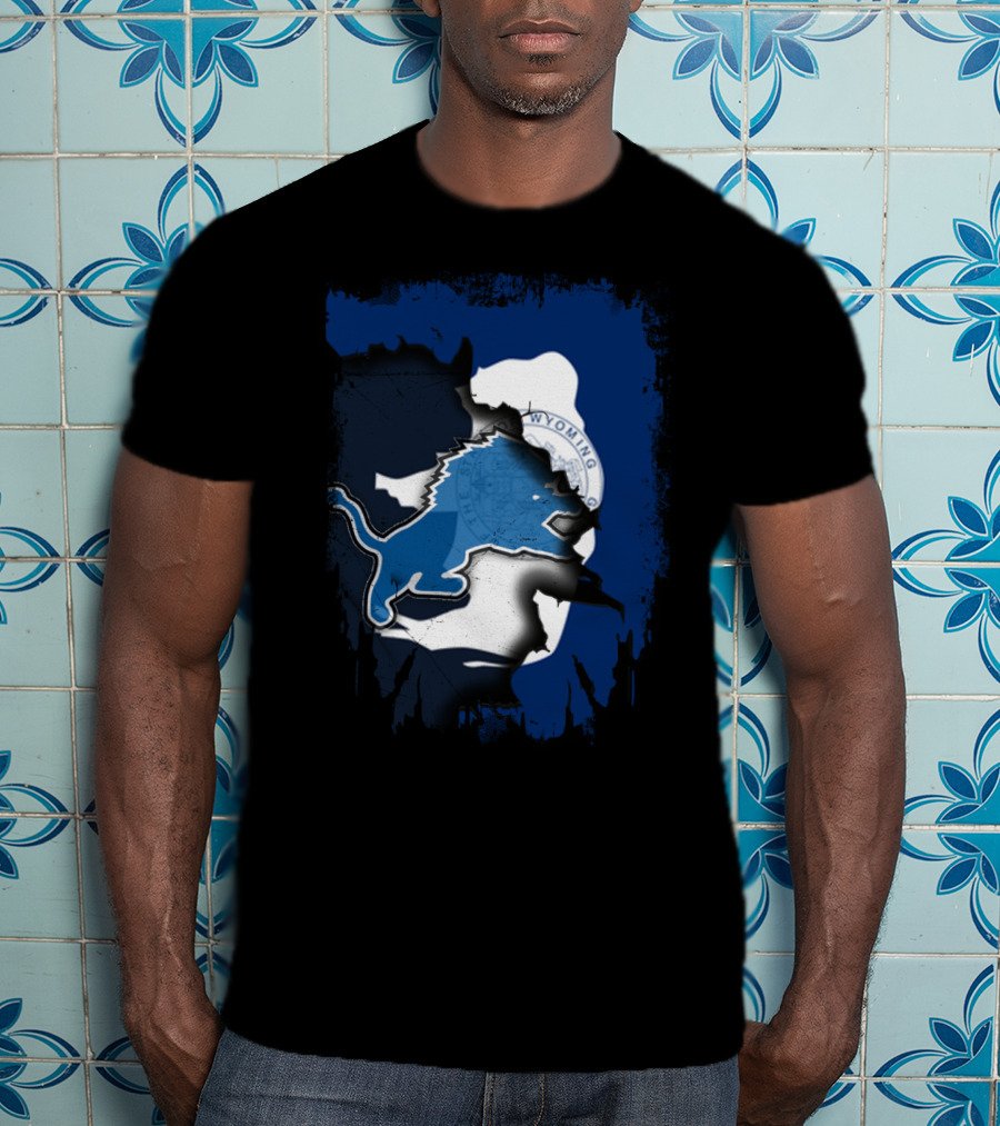 Wyoming Pride With Blue Lion Emblem T-Shirt