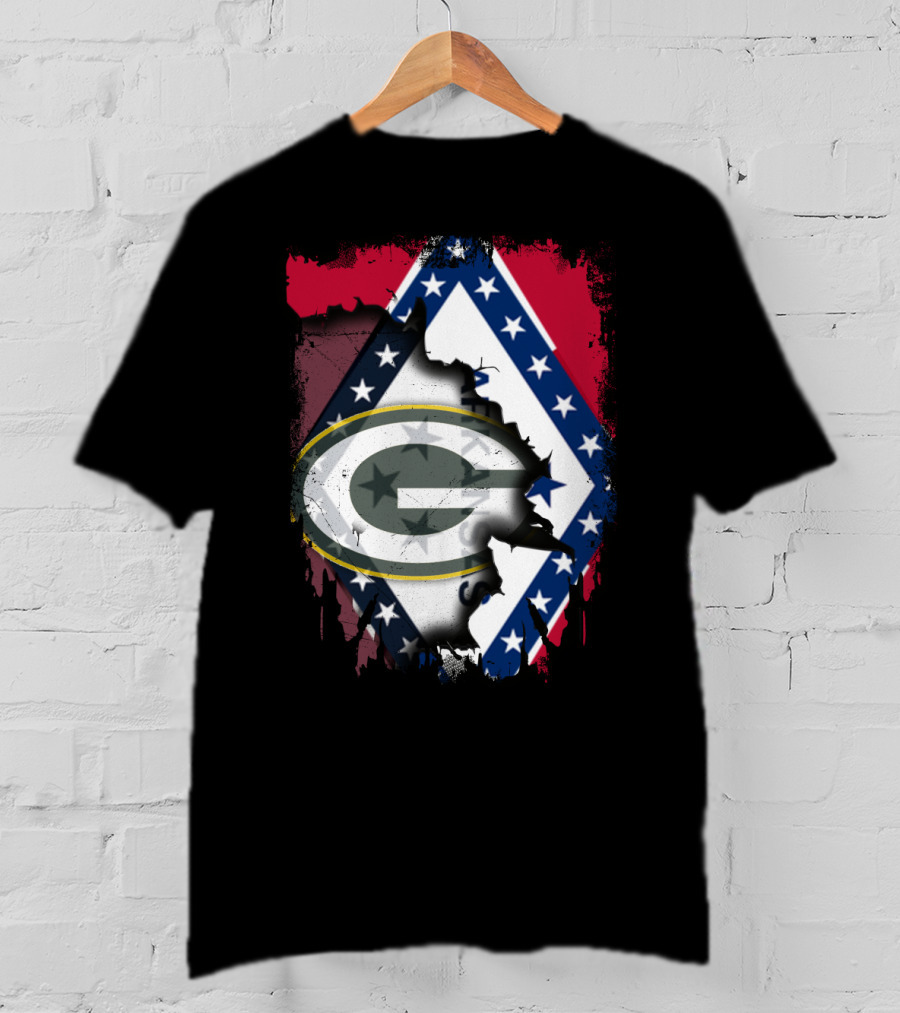 Together Arkansas Green Bay Packers Flag Fusion T-Shirt