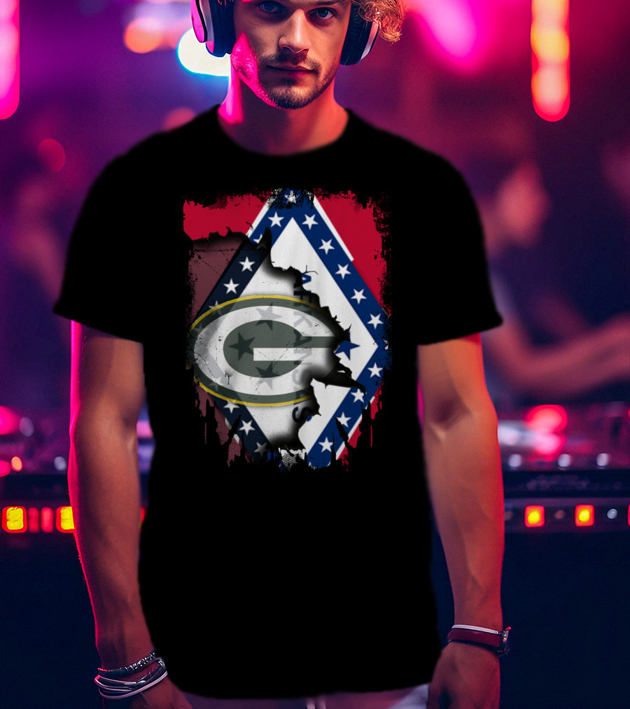 Together Arkansas Green Bay Packers Flag Fusion T-Shirt