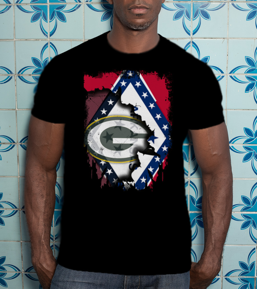 Together Arkansas Green Bay Packers Flag Fusion T-Shirt