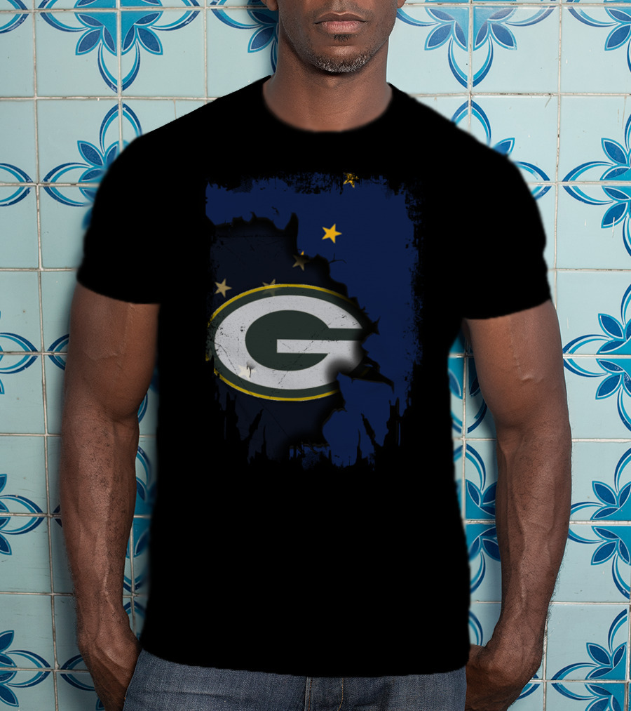 Alaska And Packers United With Green Bay Logo And Stars T-Shirt