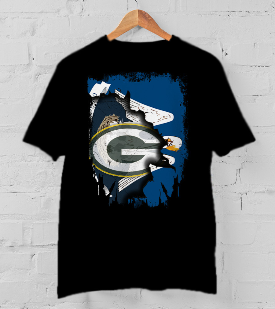 Together Louisiana With Packers And Eagle Football Fusion T-Shirt