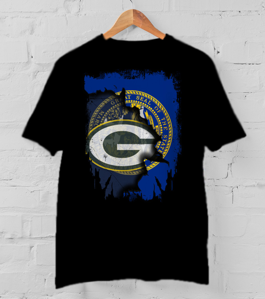 Nebraska State Seal With Packers Logo Fusion T-Shirt
