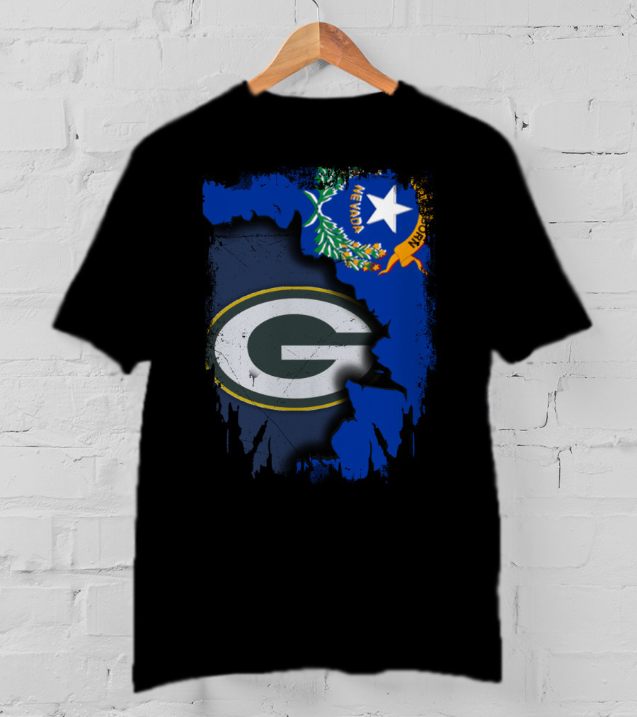 Nevada State Pride With Green Bay Packers Logo Fusion T-Shirt