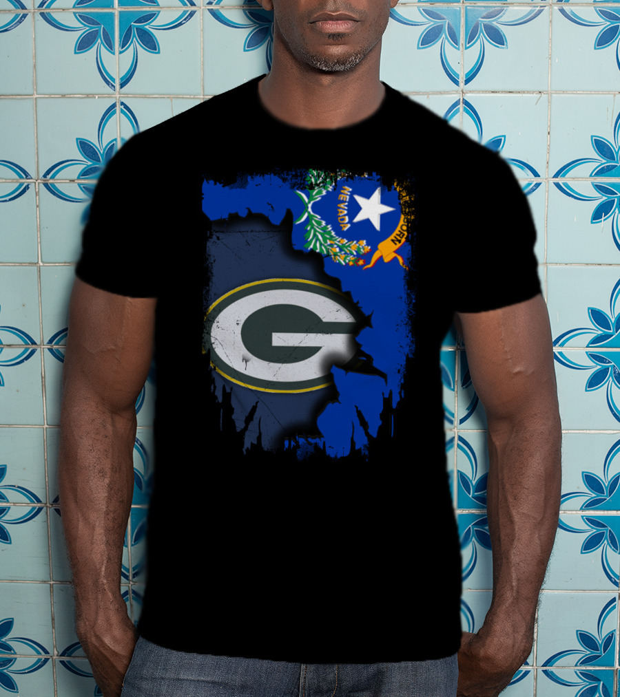 Nevada State Pride With Green Bay Packers Logo Fusion T-Shirt