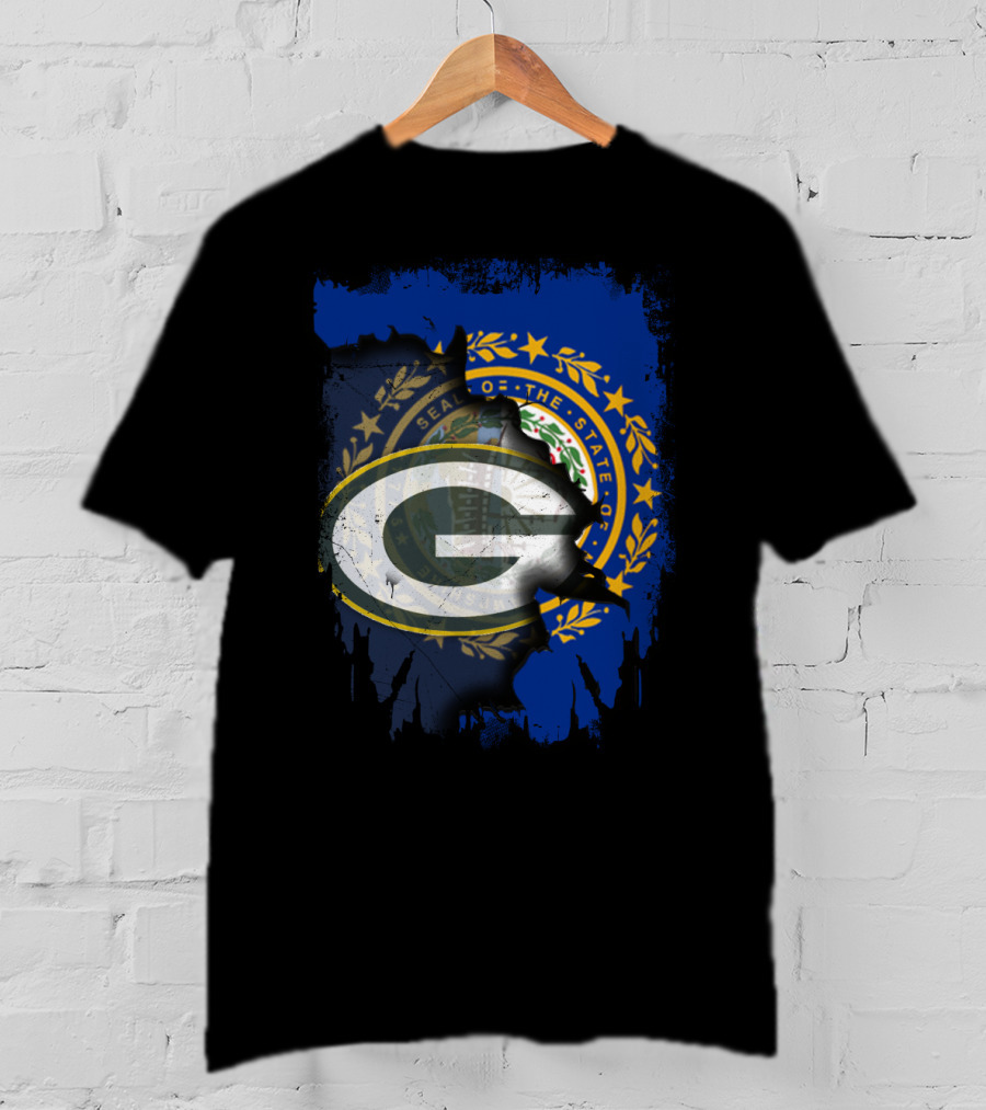 Together New Hampshire With Green Bay Packers State Seal Fusion T-Shirt