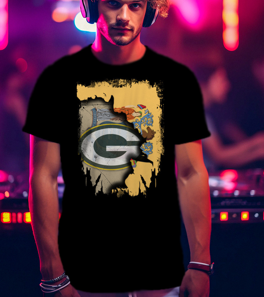 New Jersey State Coat Of Arms Overlay With Green Bay Packers T-Shirt