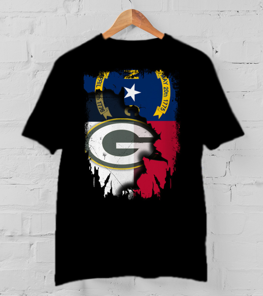 Together North Carolina Flag Green Bay Packers Collaboration T-Shirt