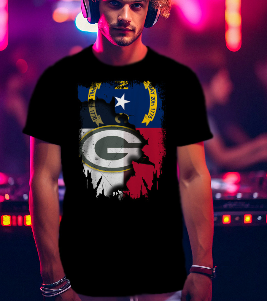 Together North Carolina Flag Green Bay Packers Collaboration T-Shirt
