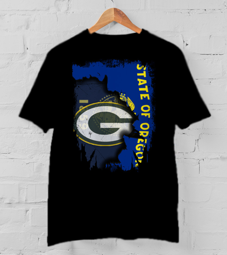 State Of Oregon Torn With Packers T-Shirt